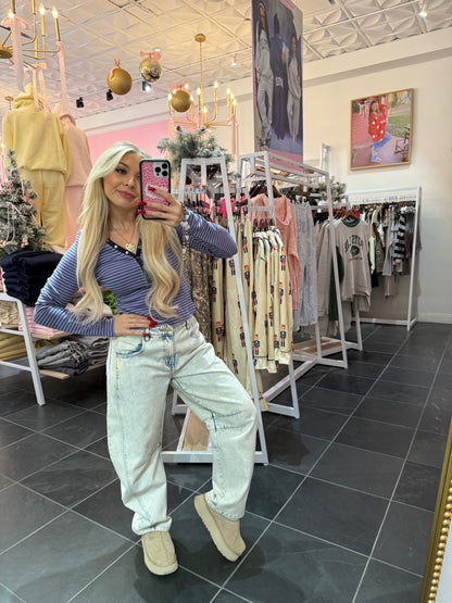 Study Break Striped L/S in Blue