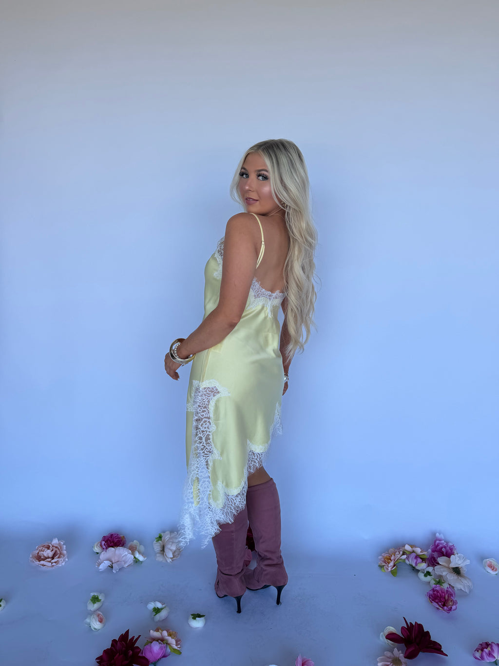 Stupid Song Lace Dress in Yellow FINAL SALE