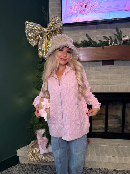 Sugar Girl Sweater Zip in PINK