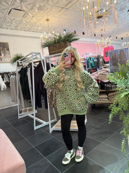 Happy Camp3r Leopard Olive Hoodie