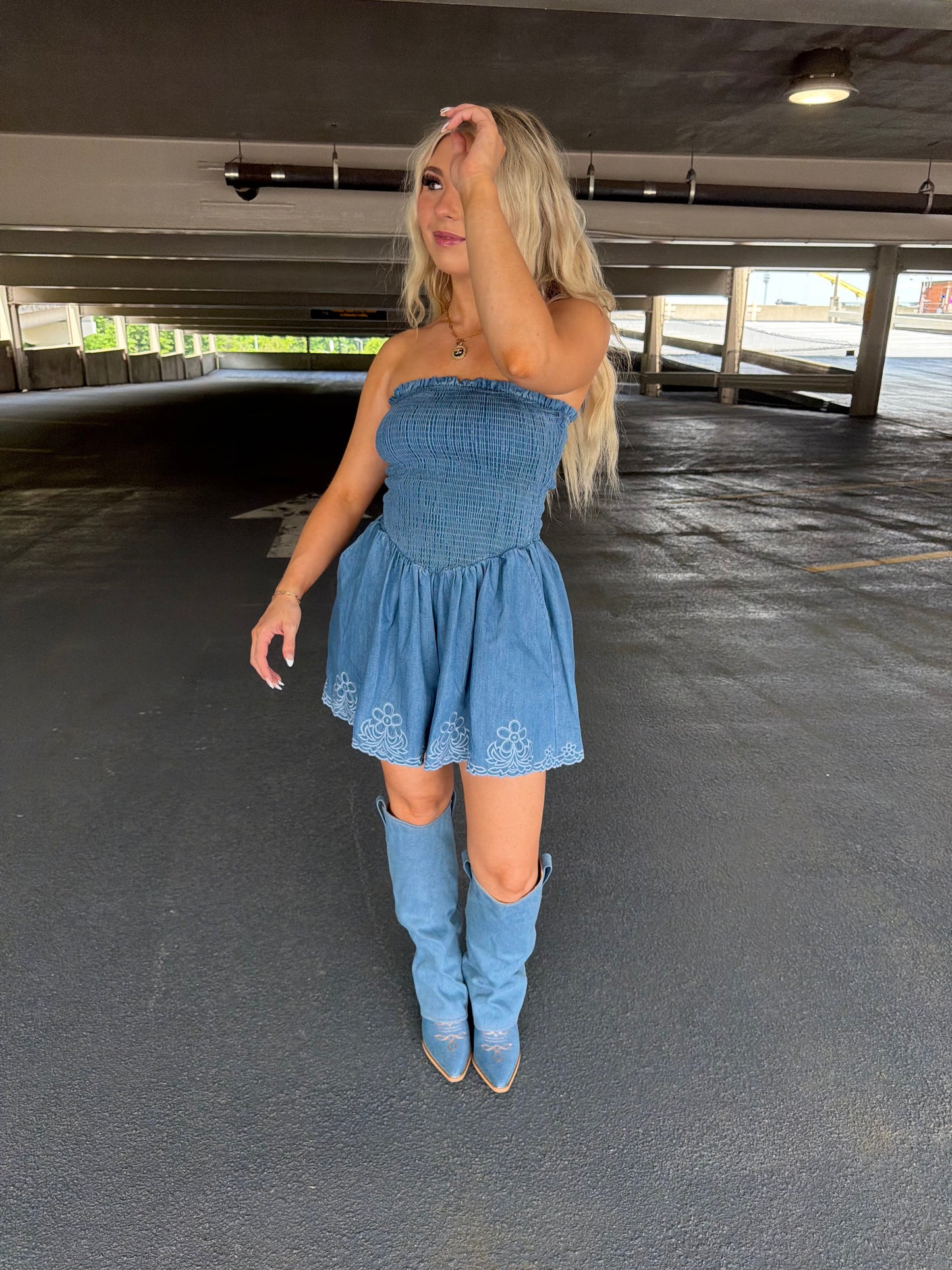 Western Worthy Denim Romper