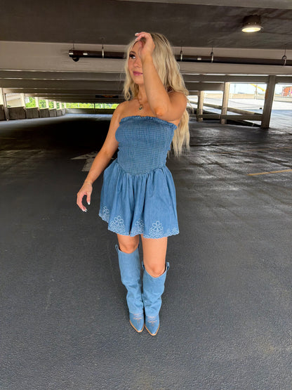 Western Worthy Denim Romper