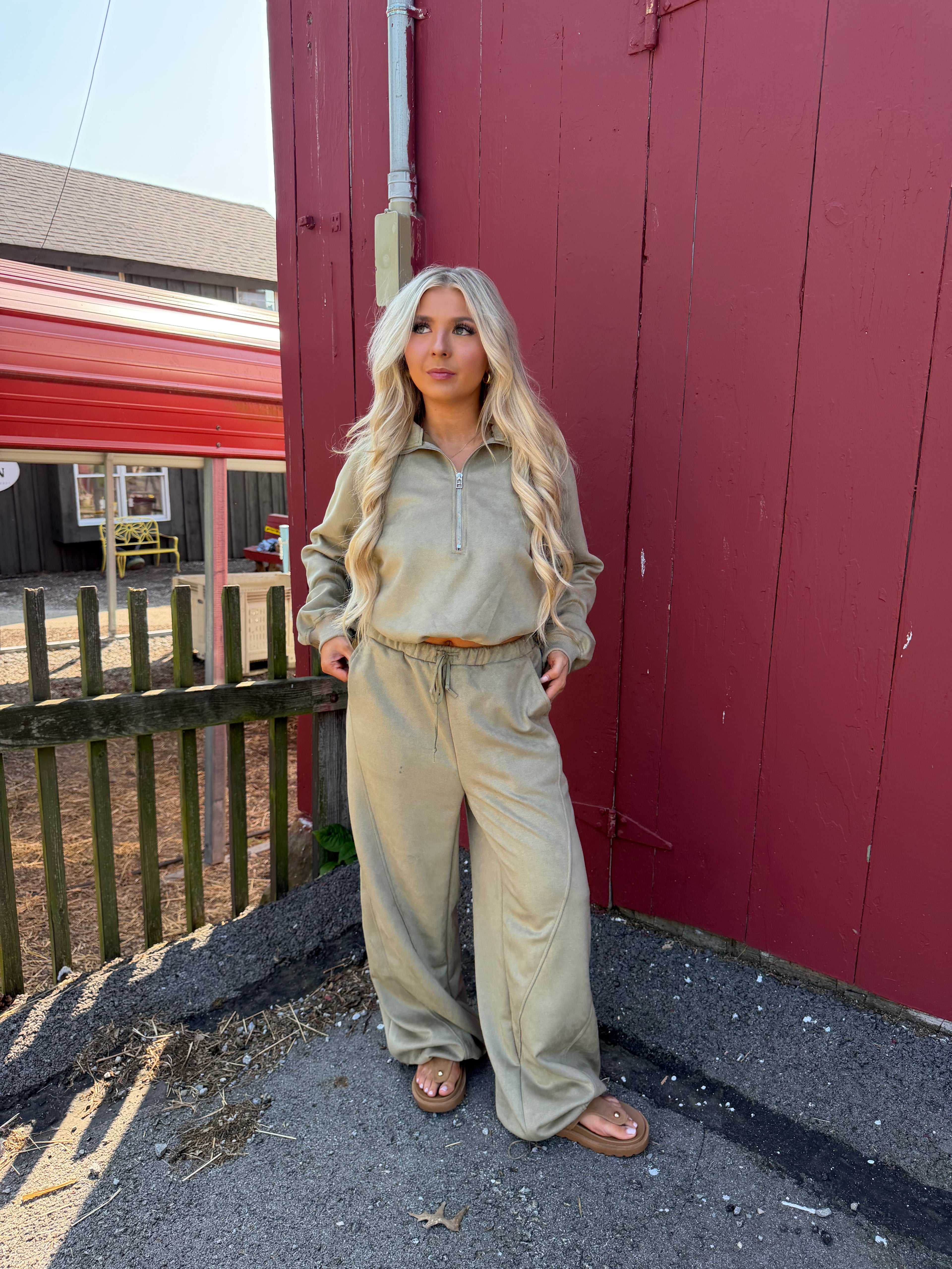 Sugar Suede Set (PANT) Olive