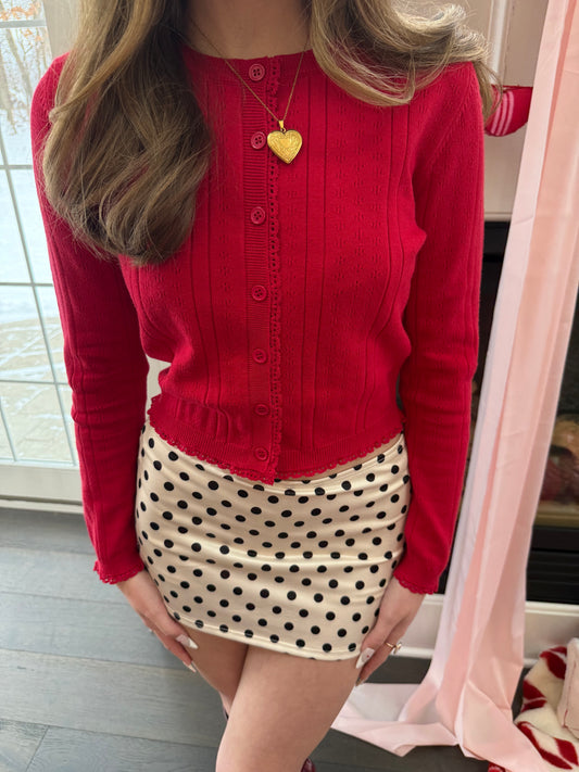 Polka Girl Skirt in Ivory