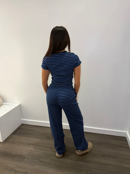 Cuffing Season Stripe Set NAVY (PANT)
