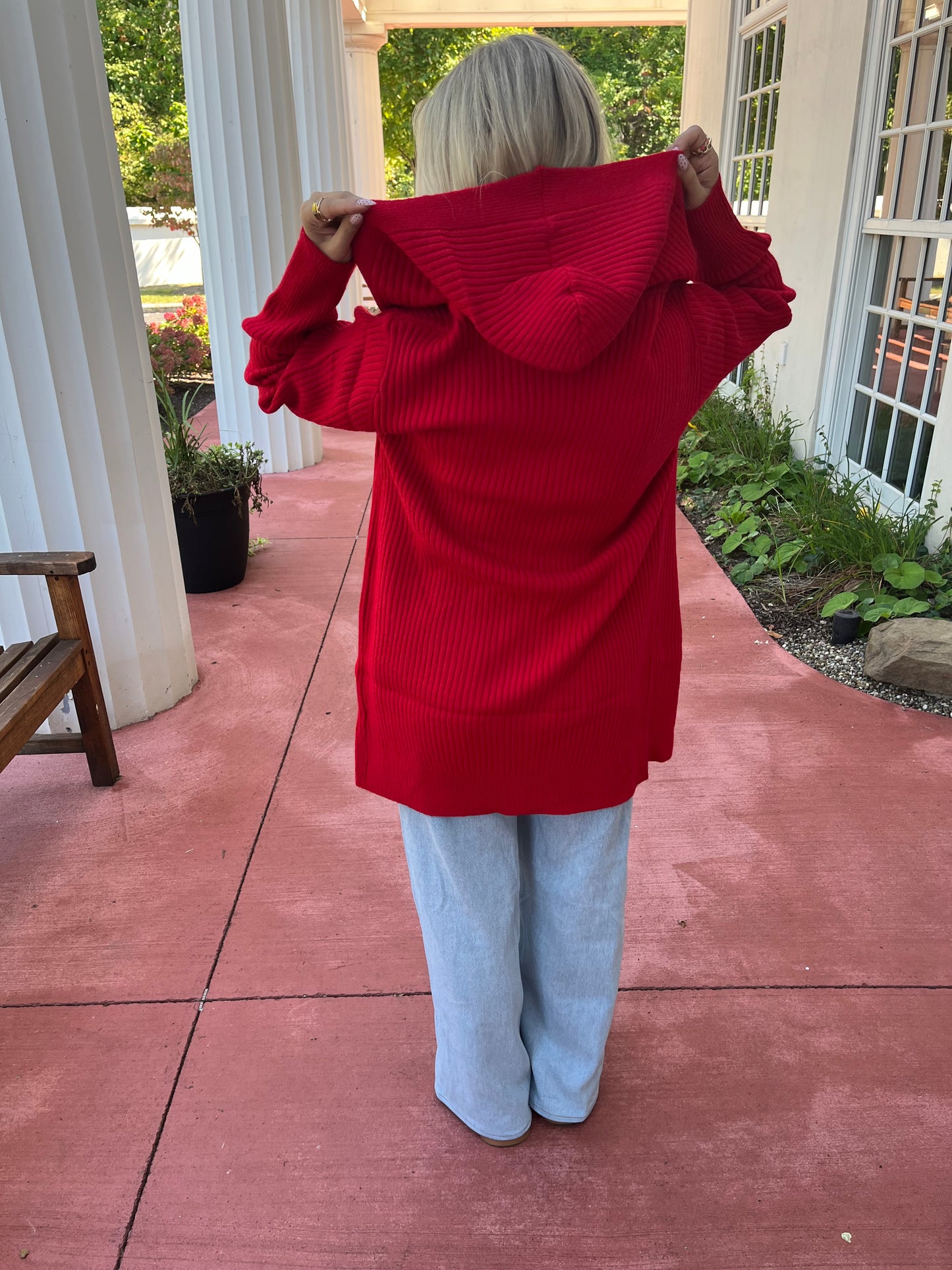 Butterfly Cardigan in Red With A Hood