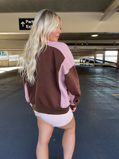 Brown & Pink Babe Pullover