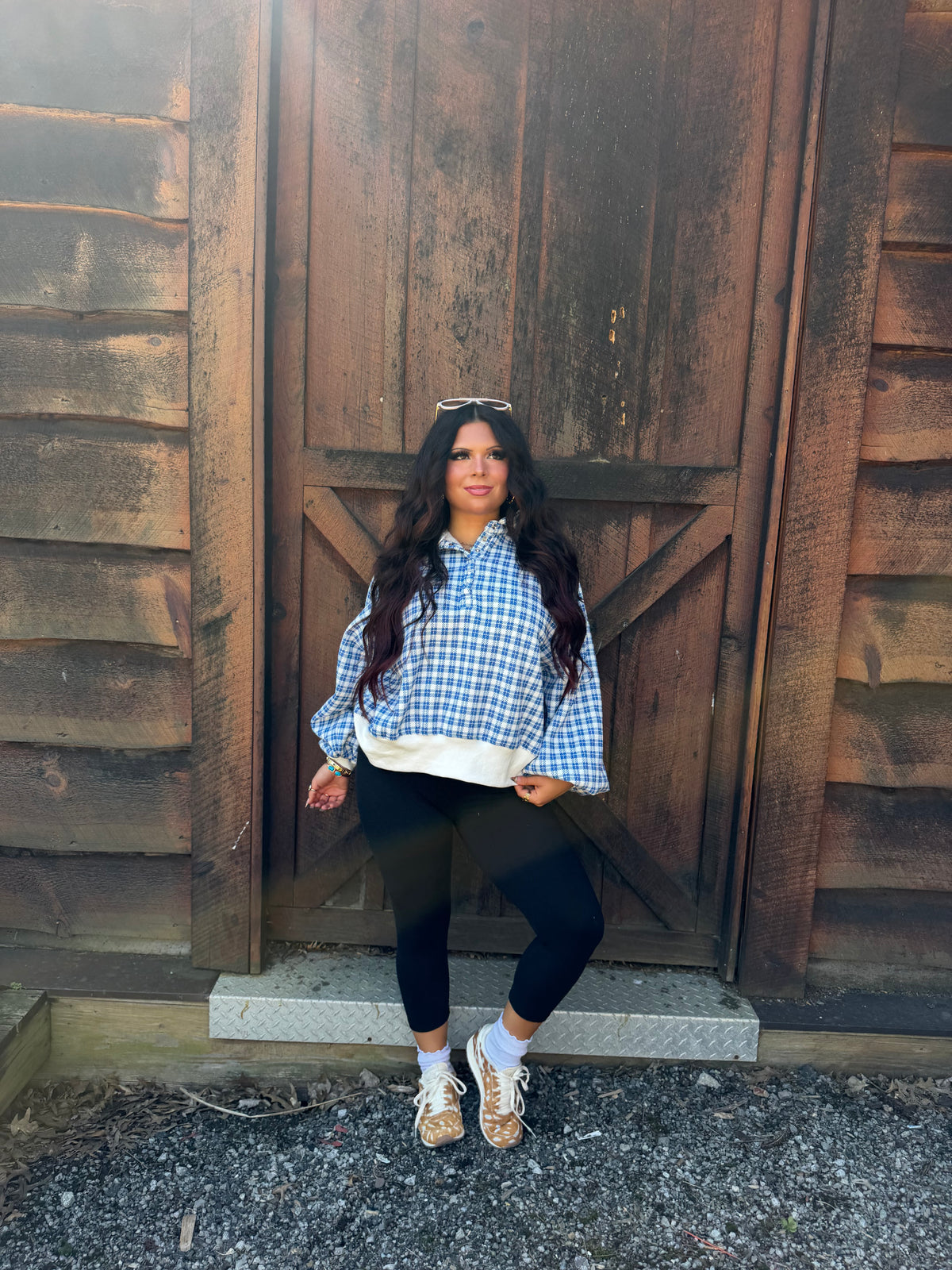 Dairy Plaid Navy Pullover