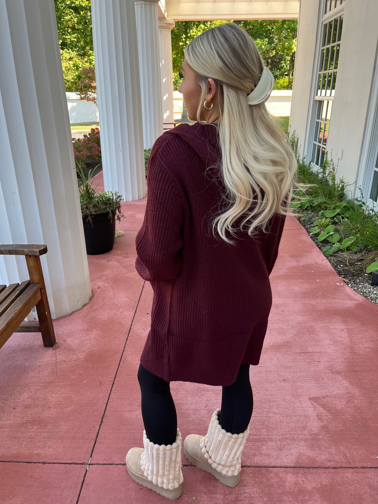 Butterfly Cardigan in Burgundy With A Hood