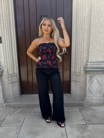 Wine & Roses Tube Top