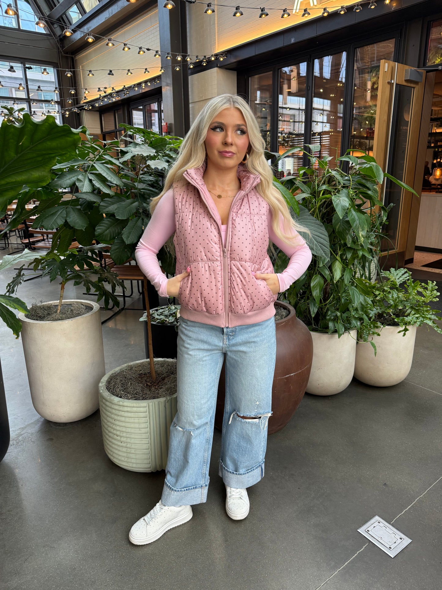 Paige Polka Dot Pink Vest