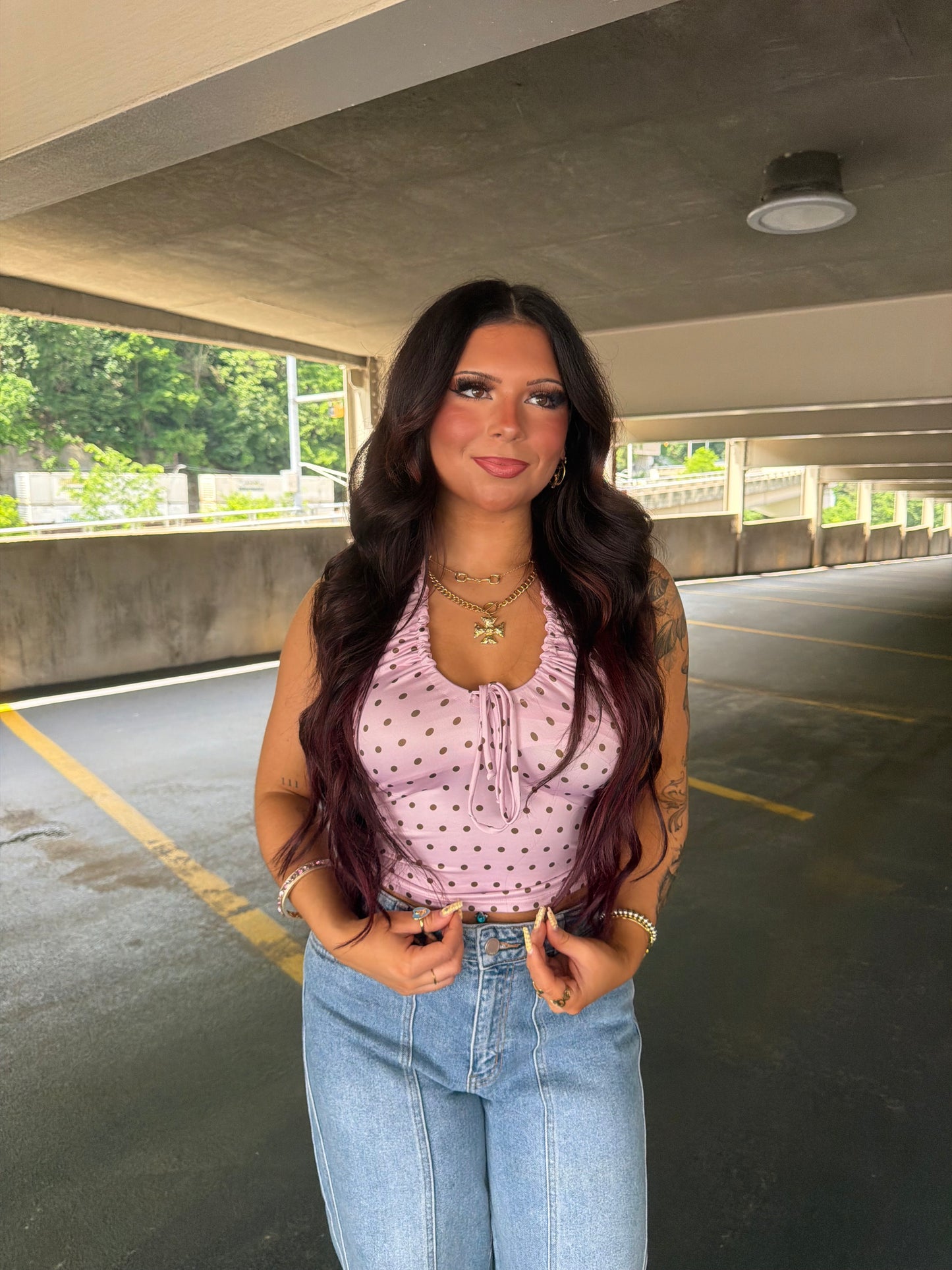 Raspberry Brownie Polka Tank