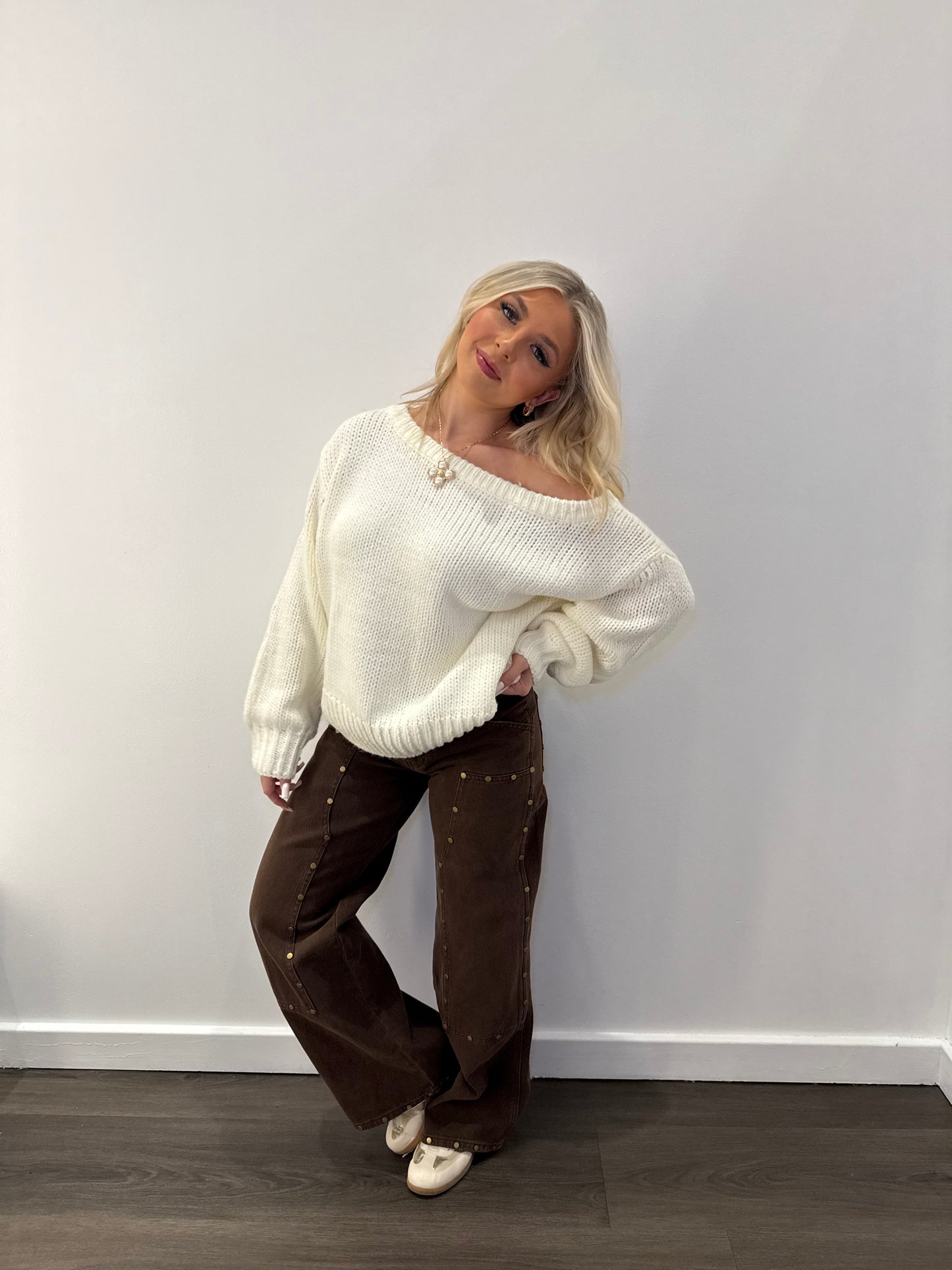 Brandi One Shoulder Sweater in Ivory