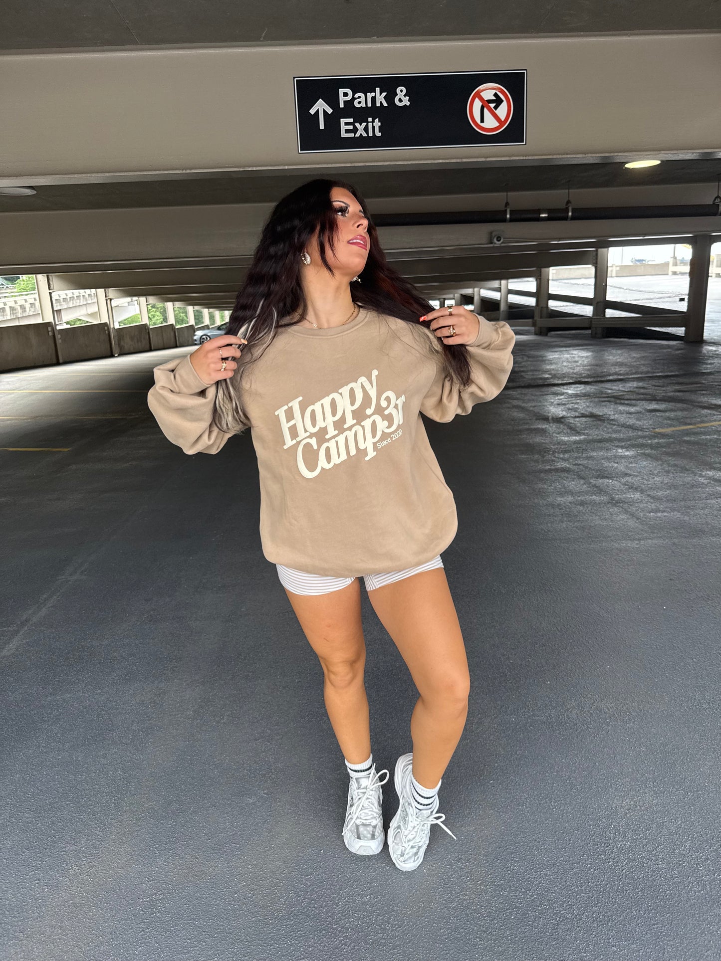 Happy Camp3r Oatmeal Crewneck