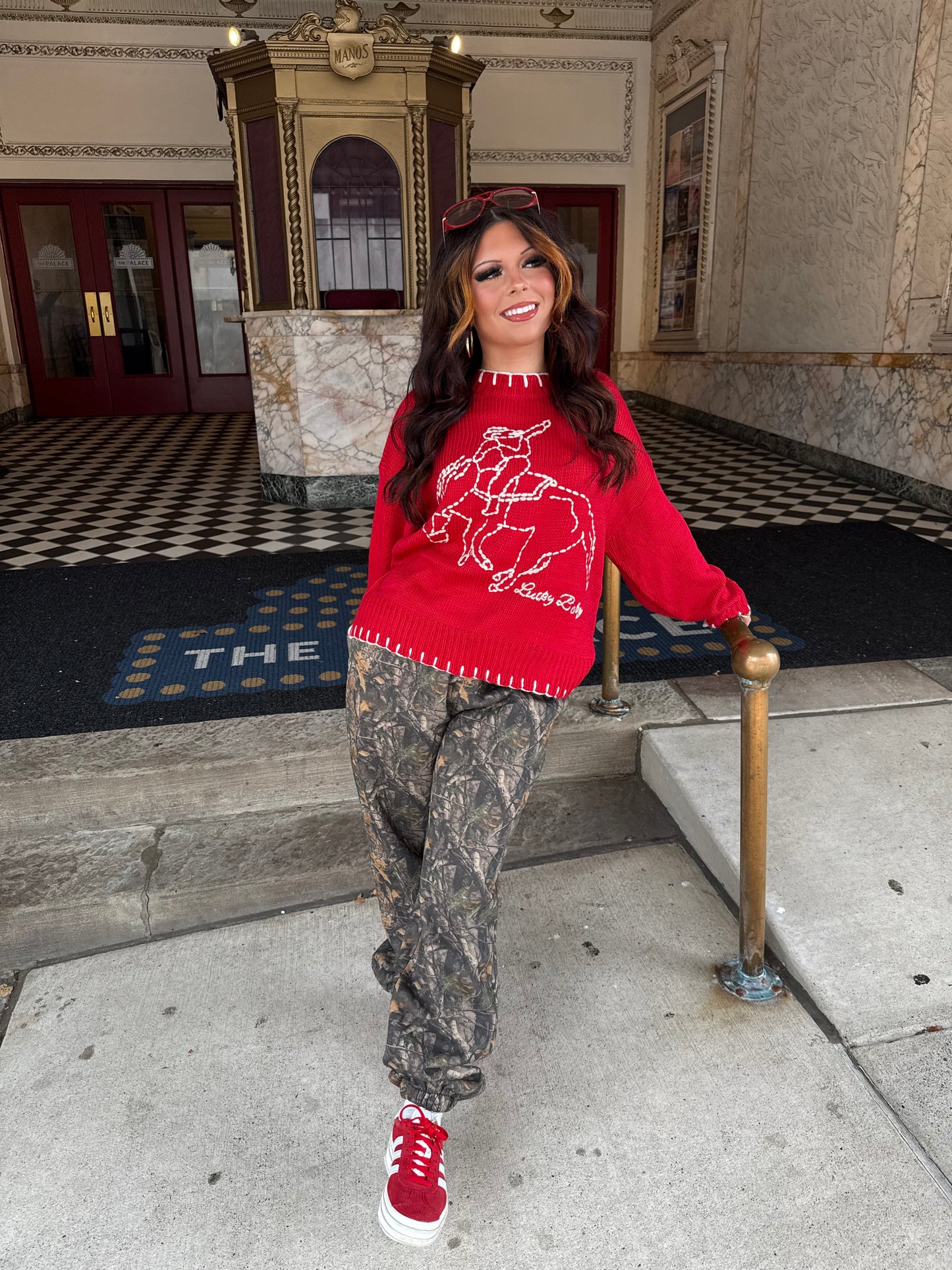 Red Rodeos Trim Sweater