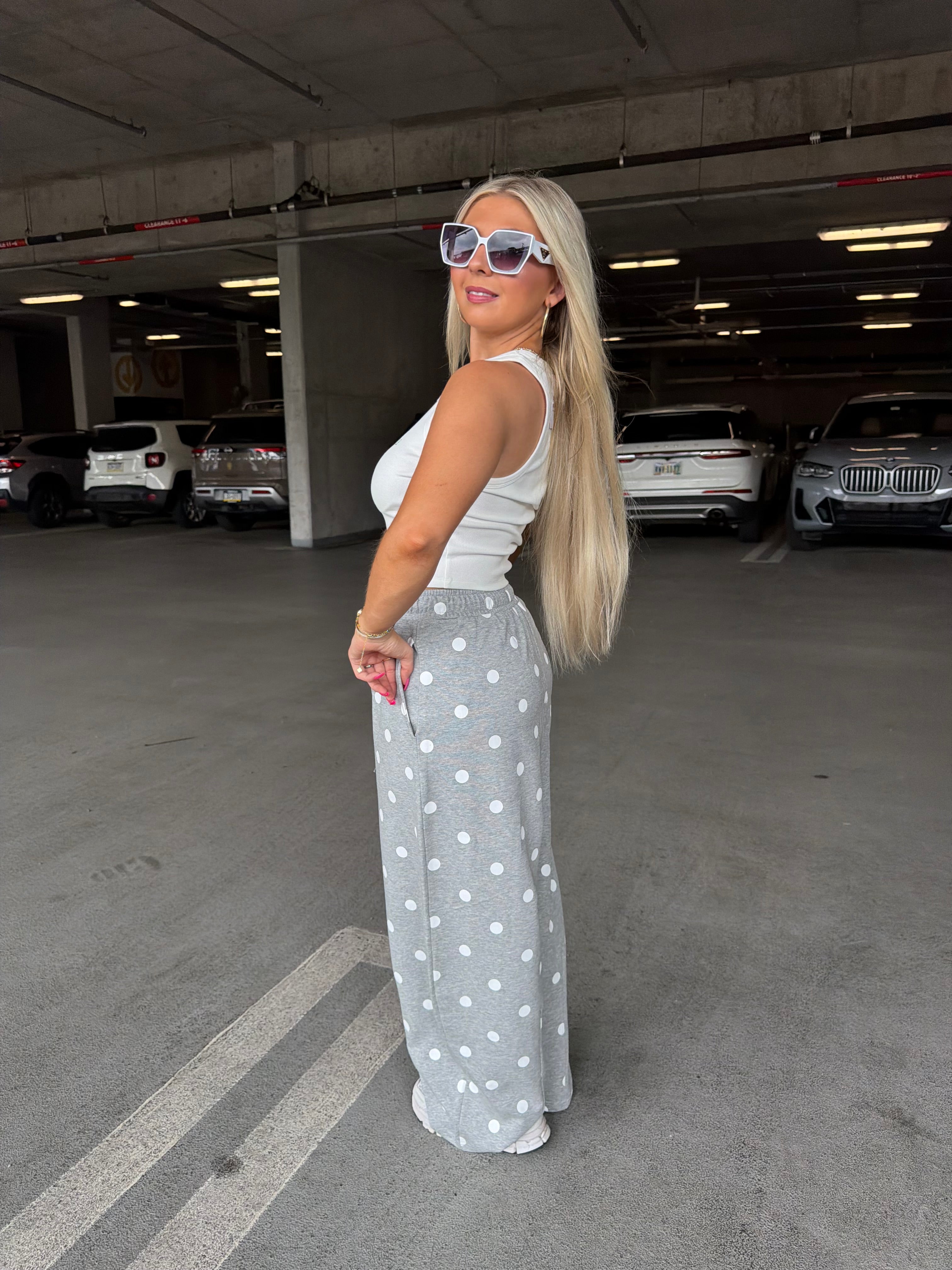 Paris Print Barrel Sweats in Grey