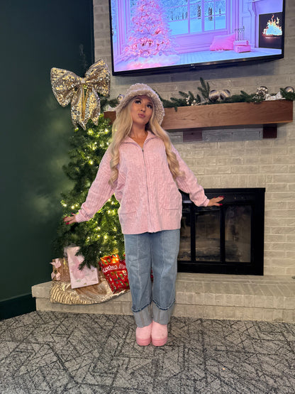 Sugar Girl Sweater Zip in PINK