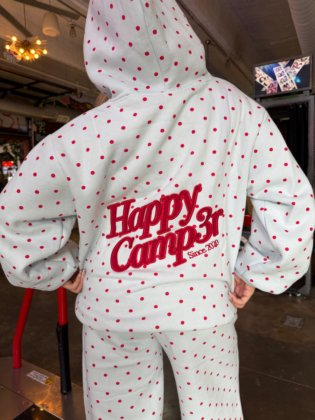 Happy Camp3r Polka Hoodie in Aqua