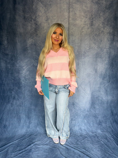 Lady Love Pink Stripe Sweater