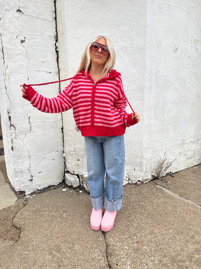 The COZIEST Zip-Up in Red