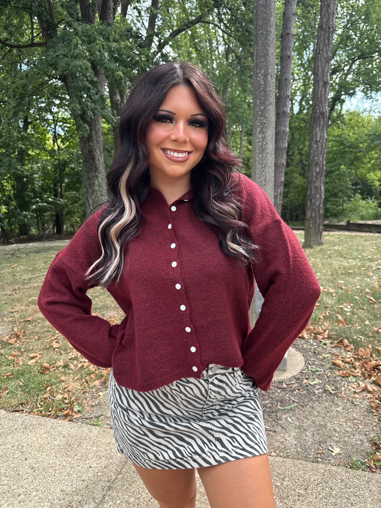 Bout Time Burgundy Cardi