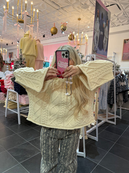 Classic Cable Knit Sweater in Cream