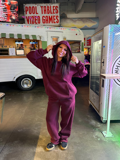 So Fetch Wide Leg Pant in Black Cherry