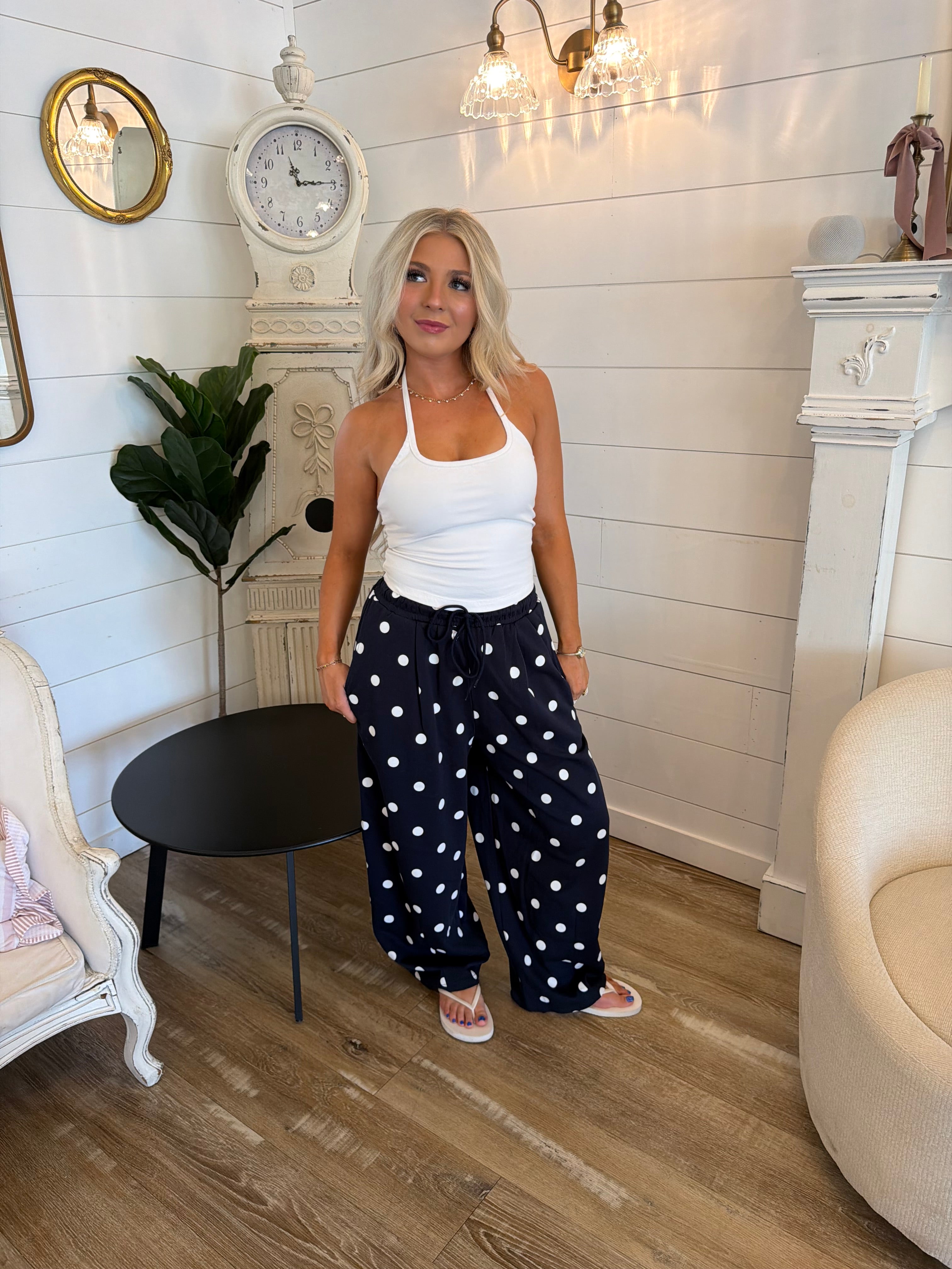 Paris Print Barrel Sweats in Navy