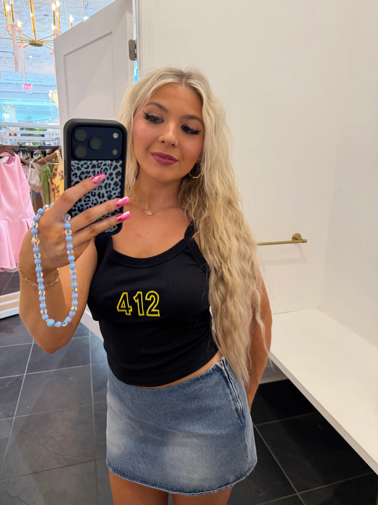 412 Black w/ Gold Embroidery Tank