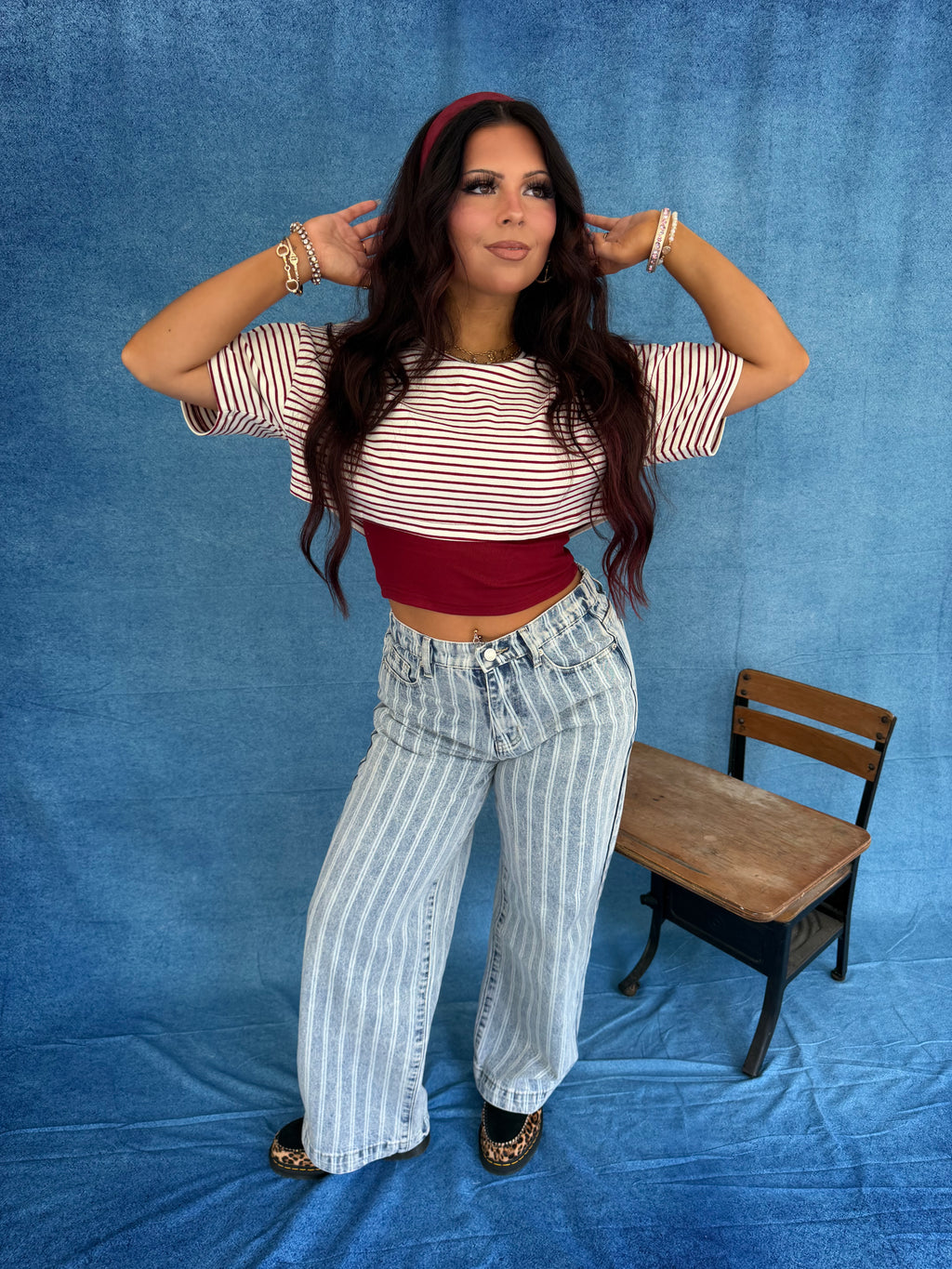 Double Up Tee in Crimson