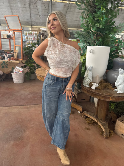 Colman Lace Top in Cream