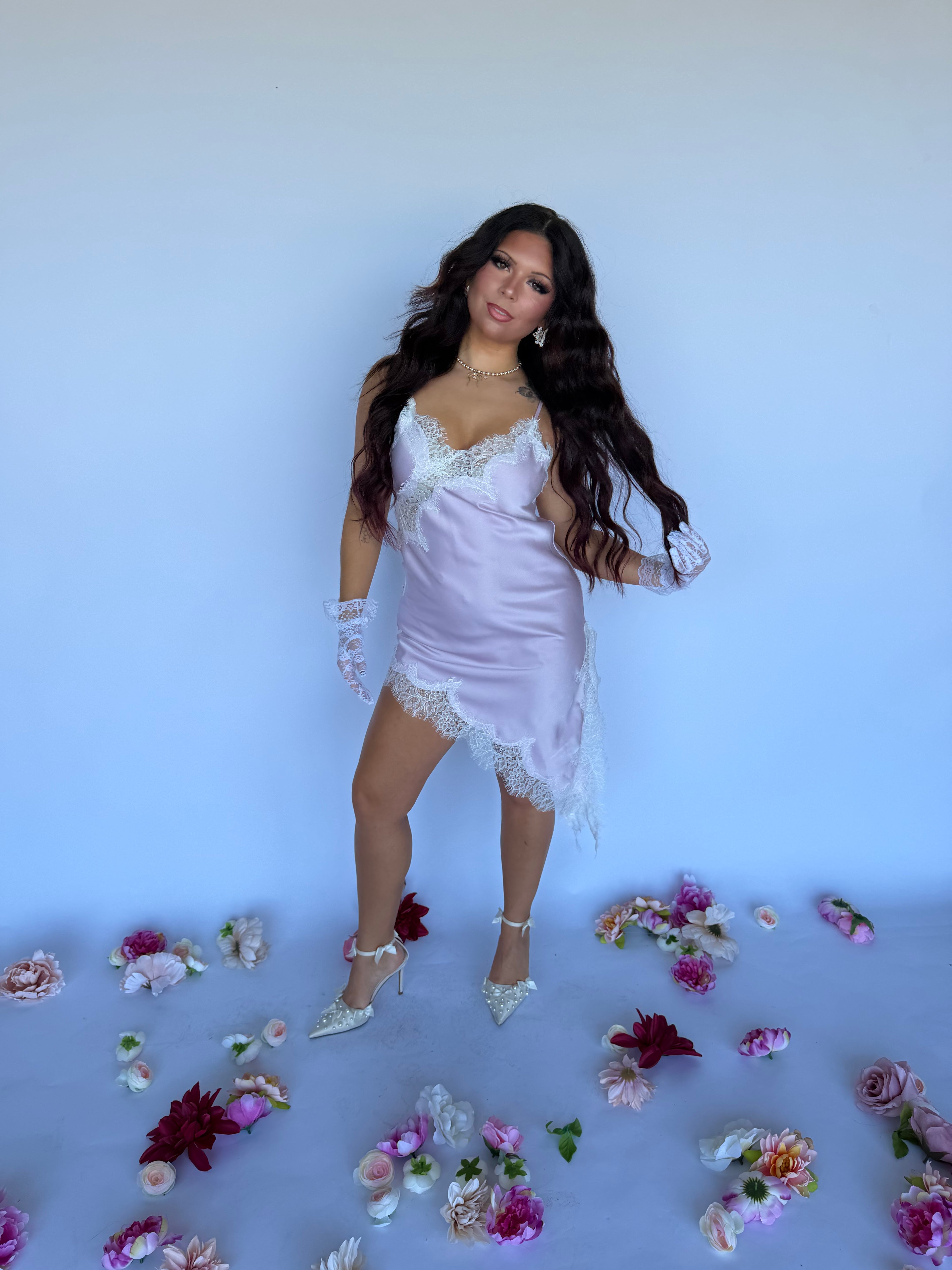 Stupid Song Lace Dress in Lav FINAL SALE
