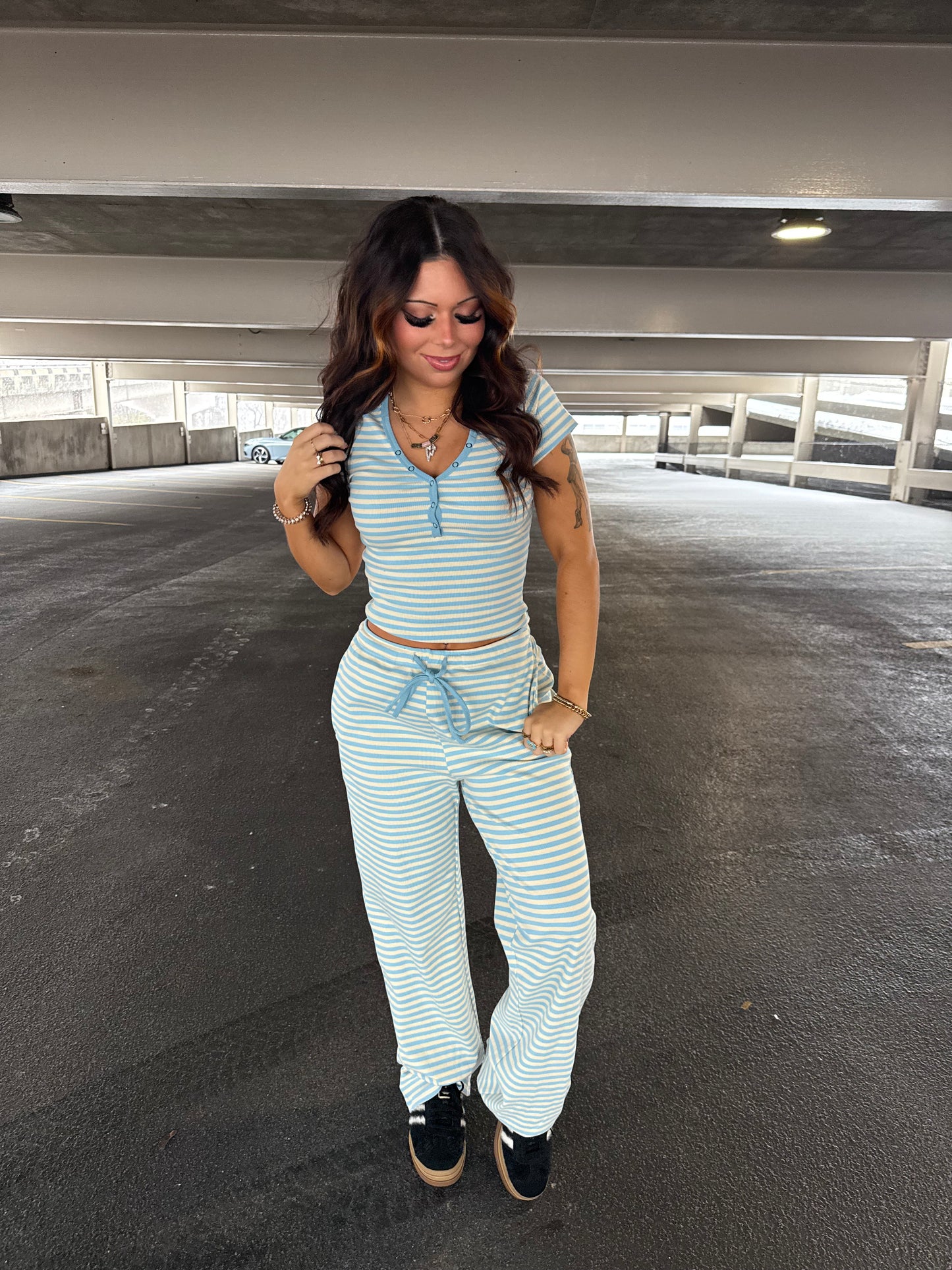 Cuffing Season Stripe Set CLOUD (TOP)