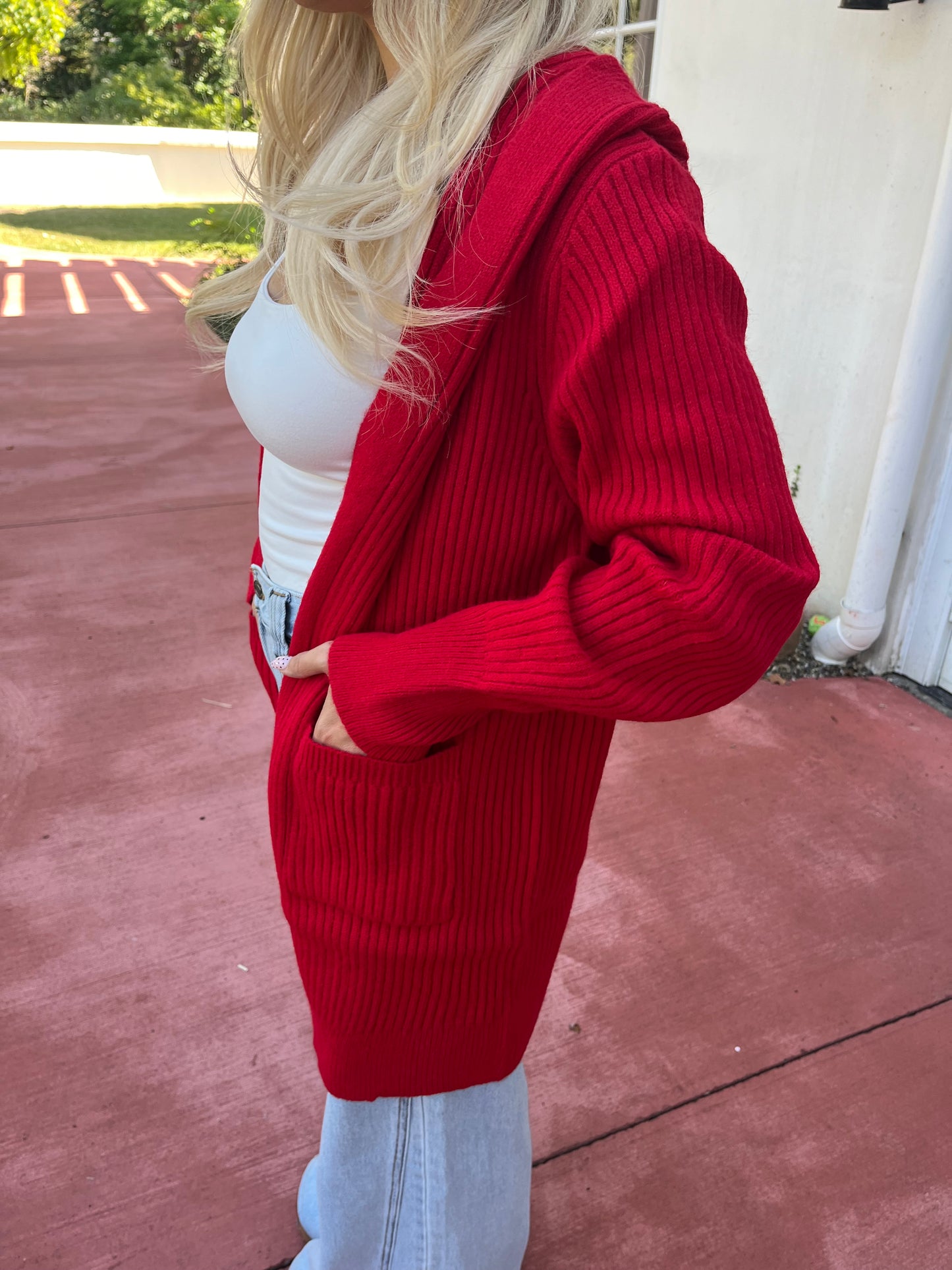 Butterfly Cardigan in Red With A Hood