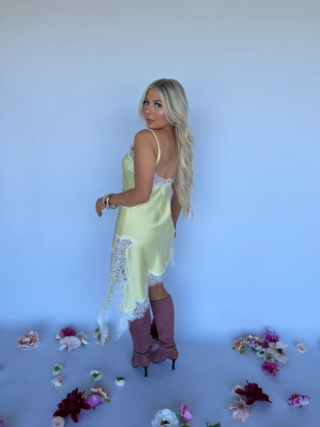 Stupid Song Lace Dress in Yellow FINAL SALE