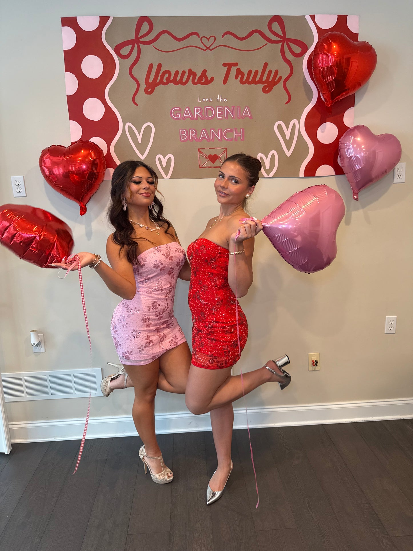 Embellished Cheater Mini Dress in Red