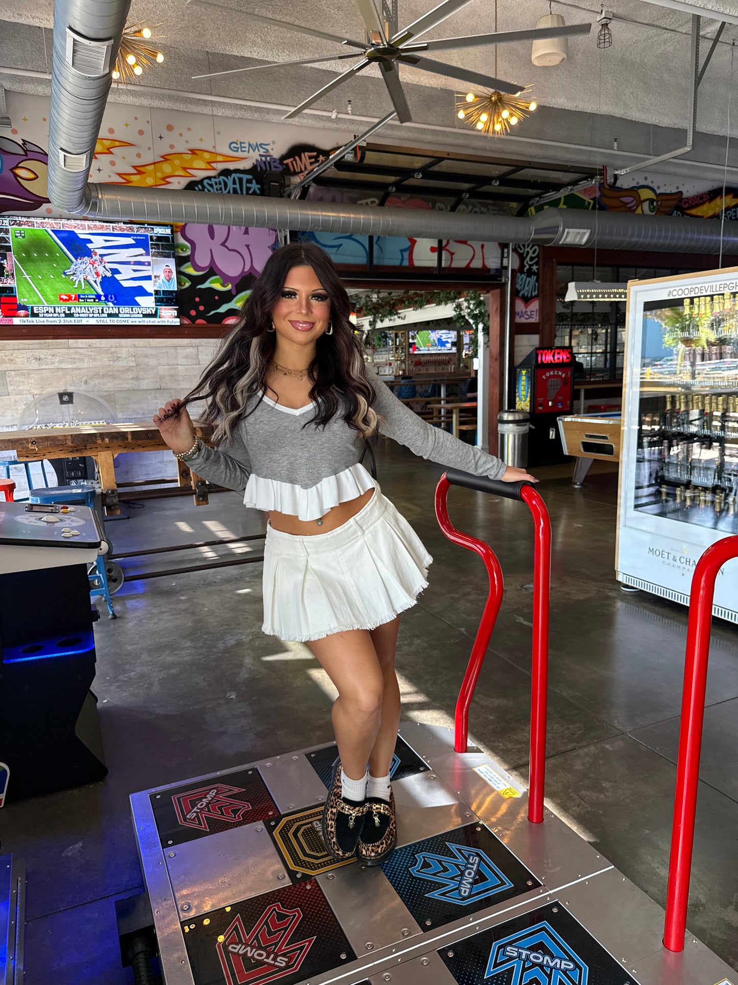 Slight Ruffle Crop Sweater in Grey