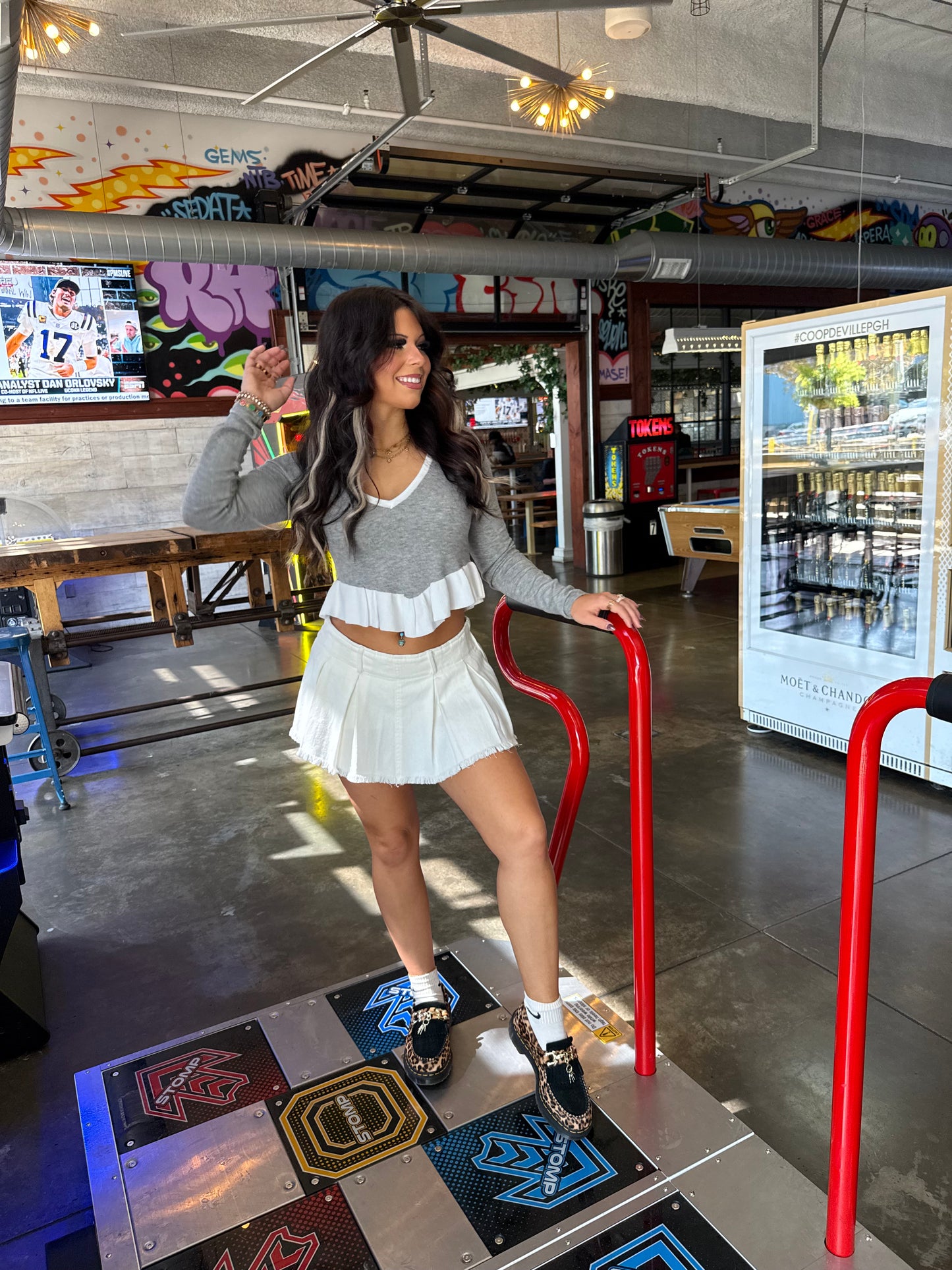 Slight Ruffle Crop Sweater in Grey