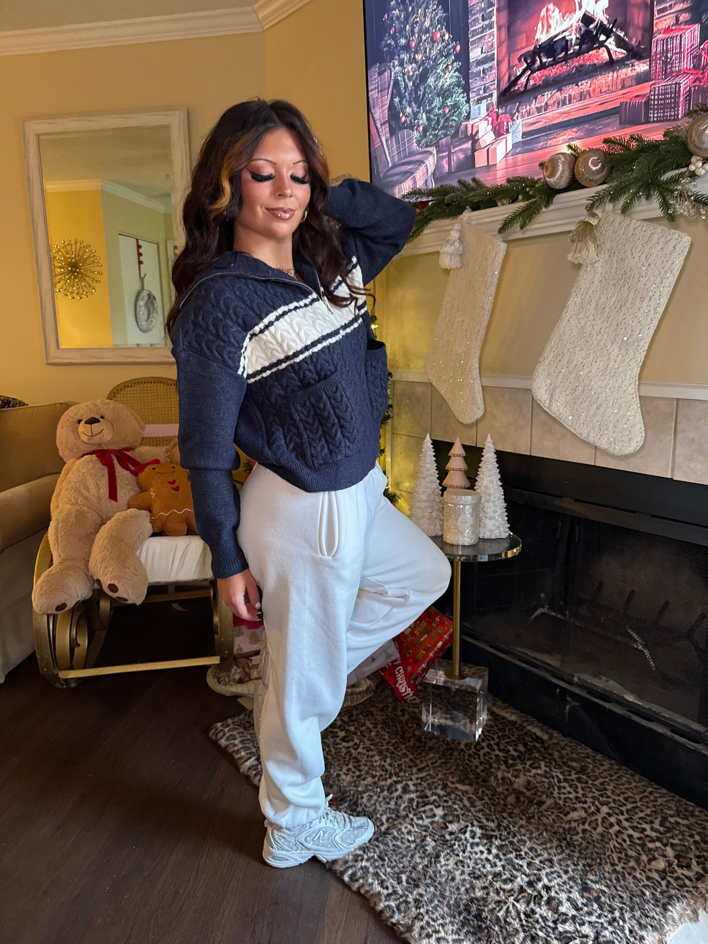 Morton Navy Sweater Zip