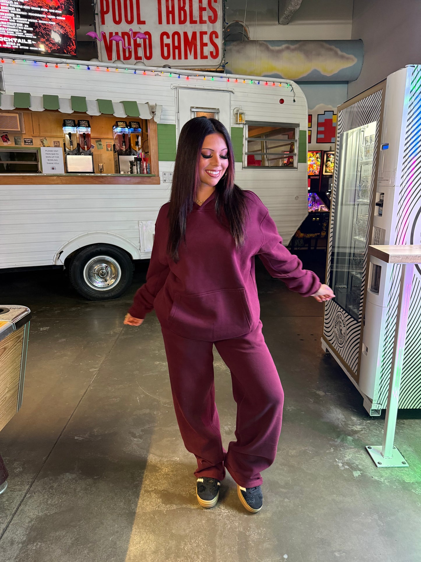 So Fetch Wide Leg Pant in Black Cherry