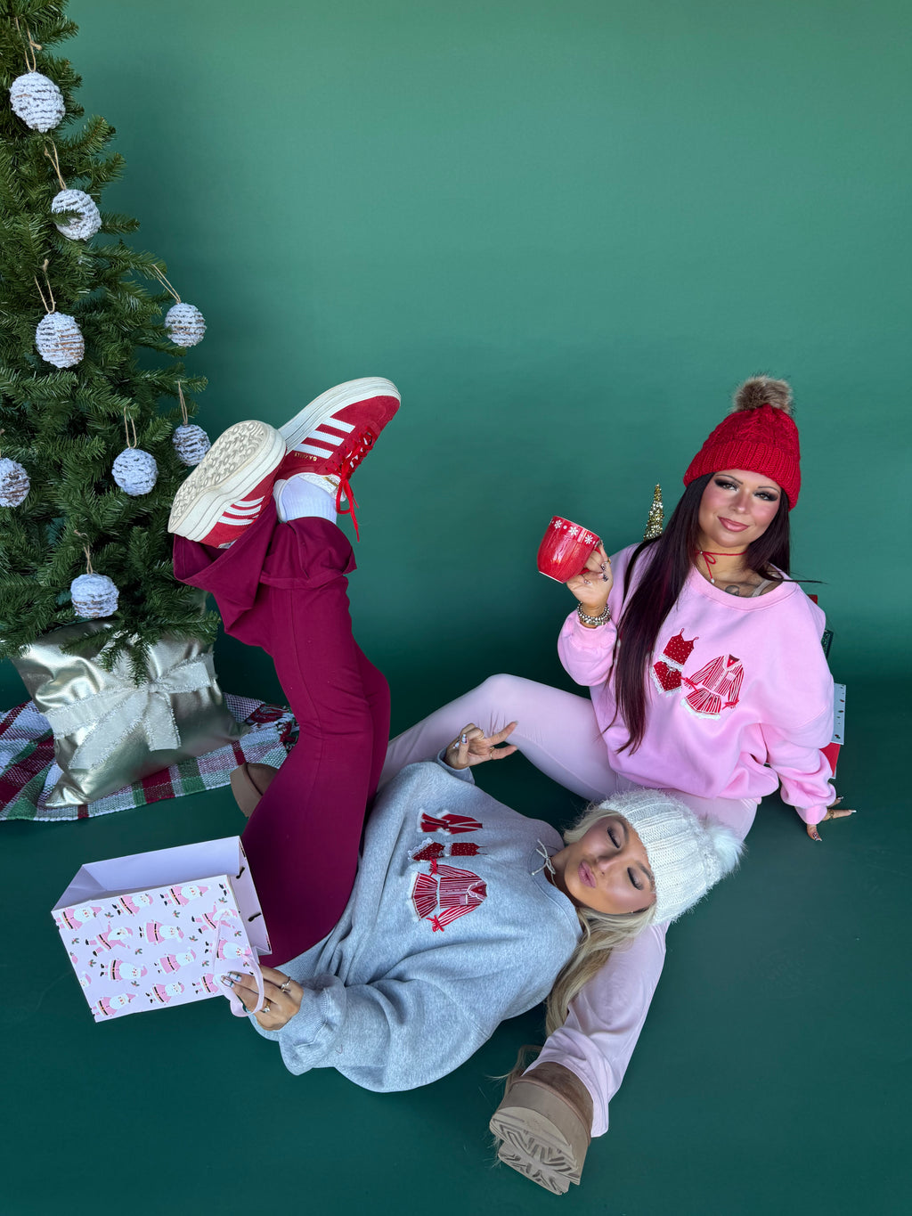 Christmas Outfits Crewneck in Pink FINAL SALE