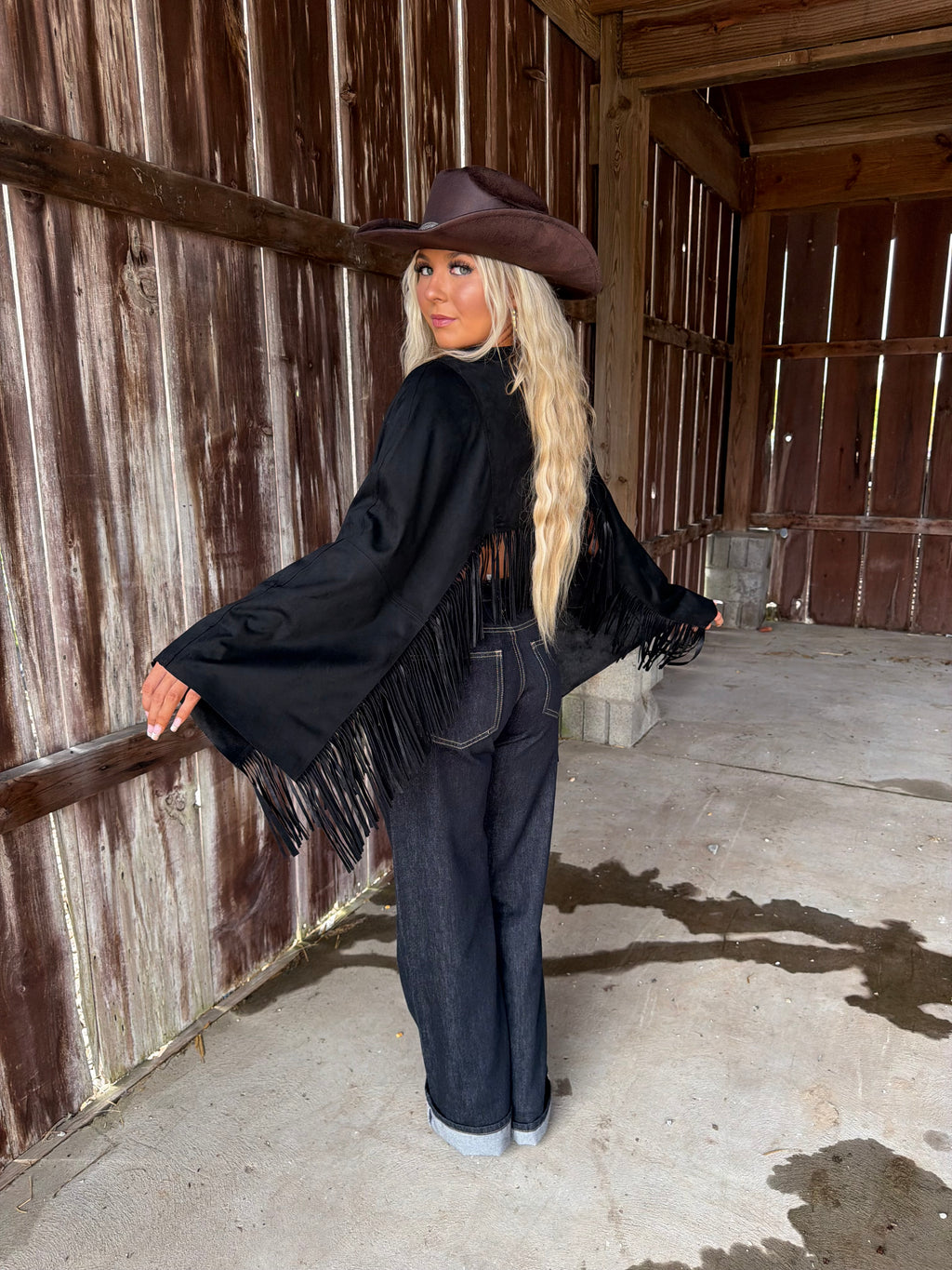 The Stallion Fringe Top in Black