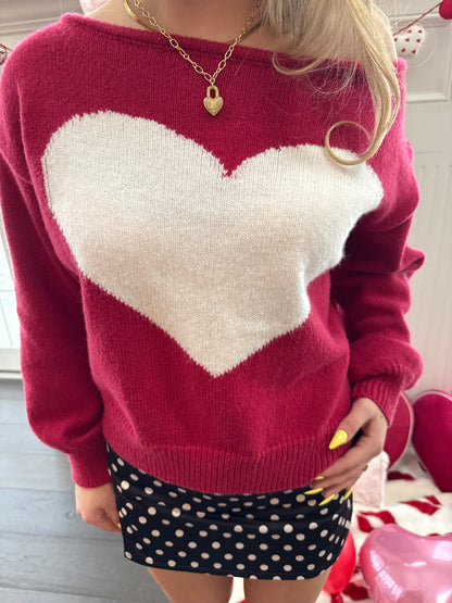 Huge Heart One Shoulder Sweater