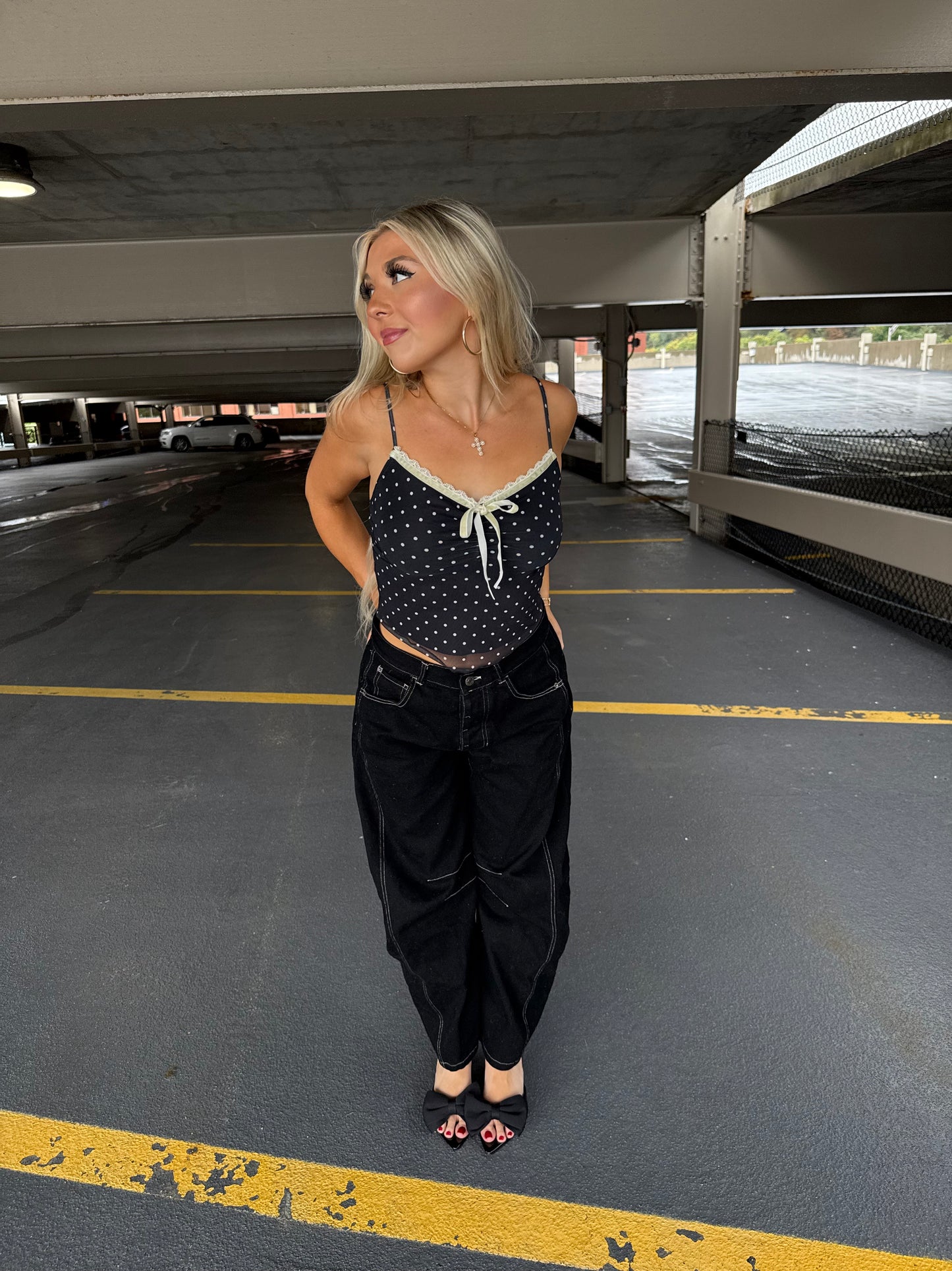 Celene Polka Tank in Black