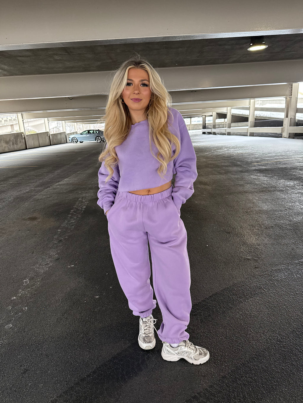So Fetch Cropped Crew in Bright Lav