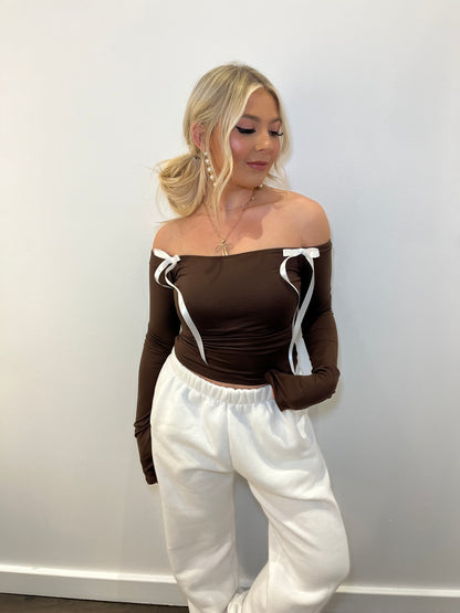 Blissful Bow Top in Brown