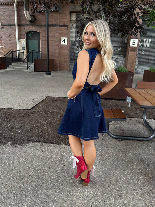 Meg Denim Dress in DARK Wash