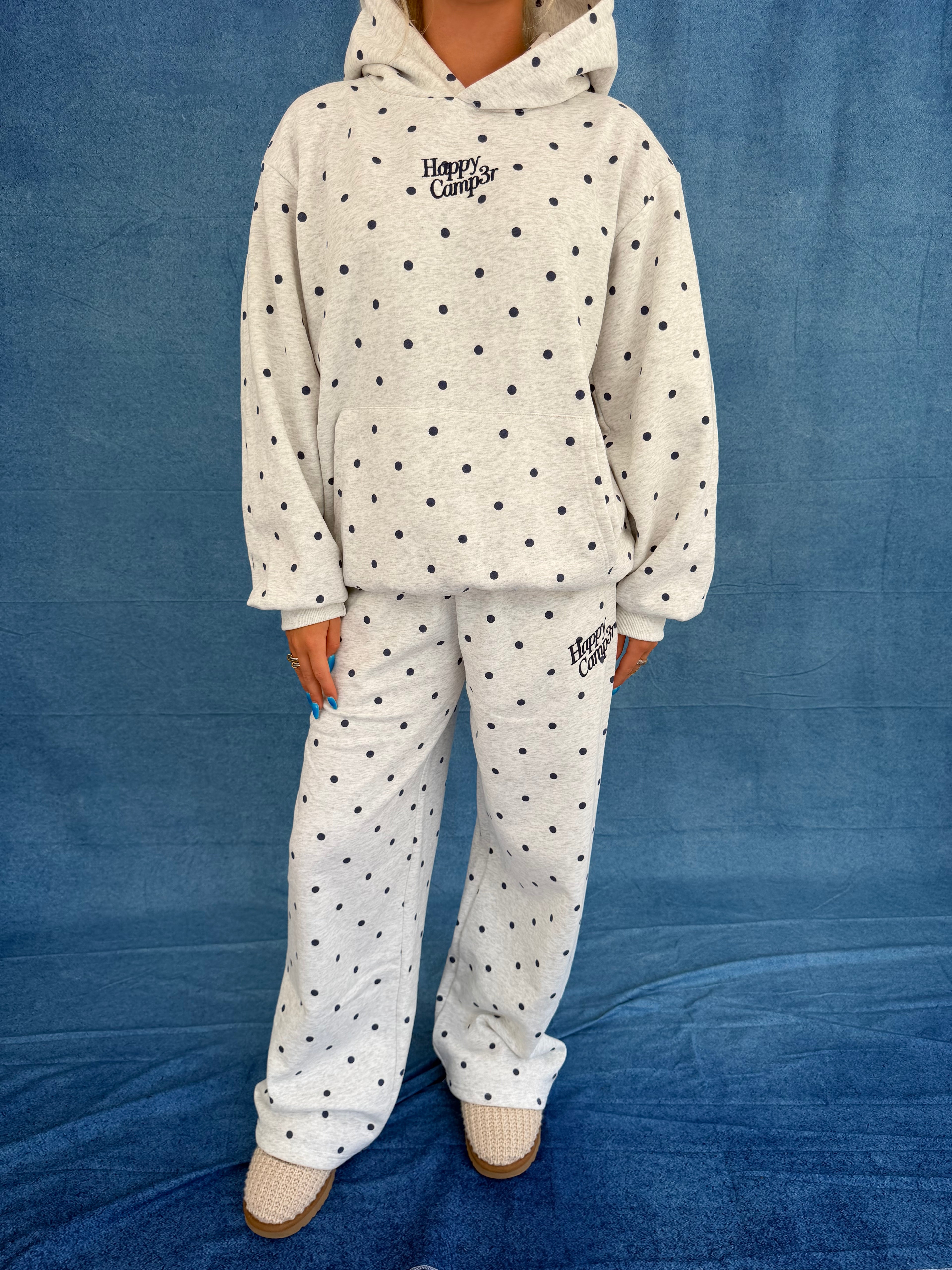 Heather Gray Polka Dot Appliqué Sweatpants