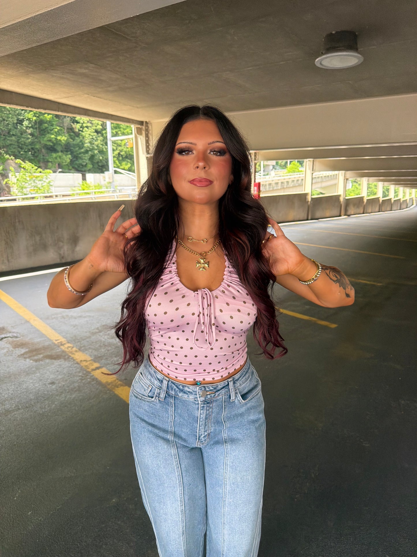 Raspberry Brownie Polka Tank