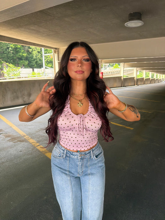 Raspberry Brownie Polka Tank